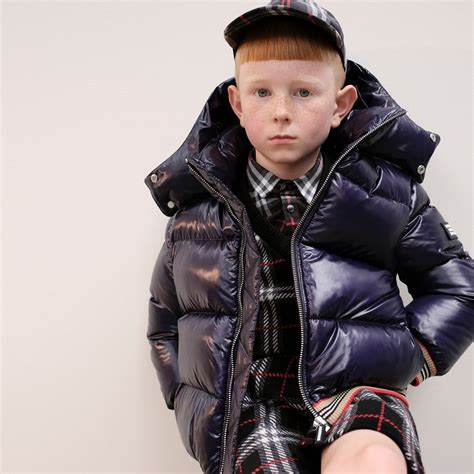 navy blue burberry boys puffer jacket|Burberry jackets for kids.